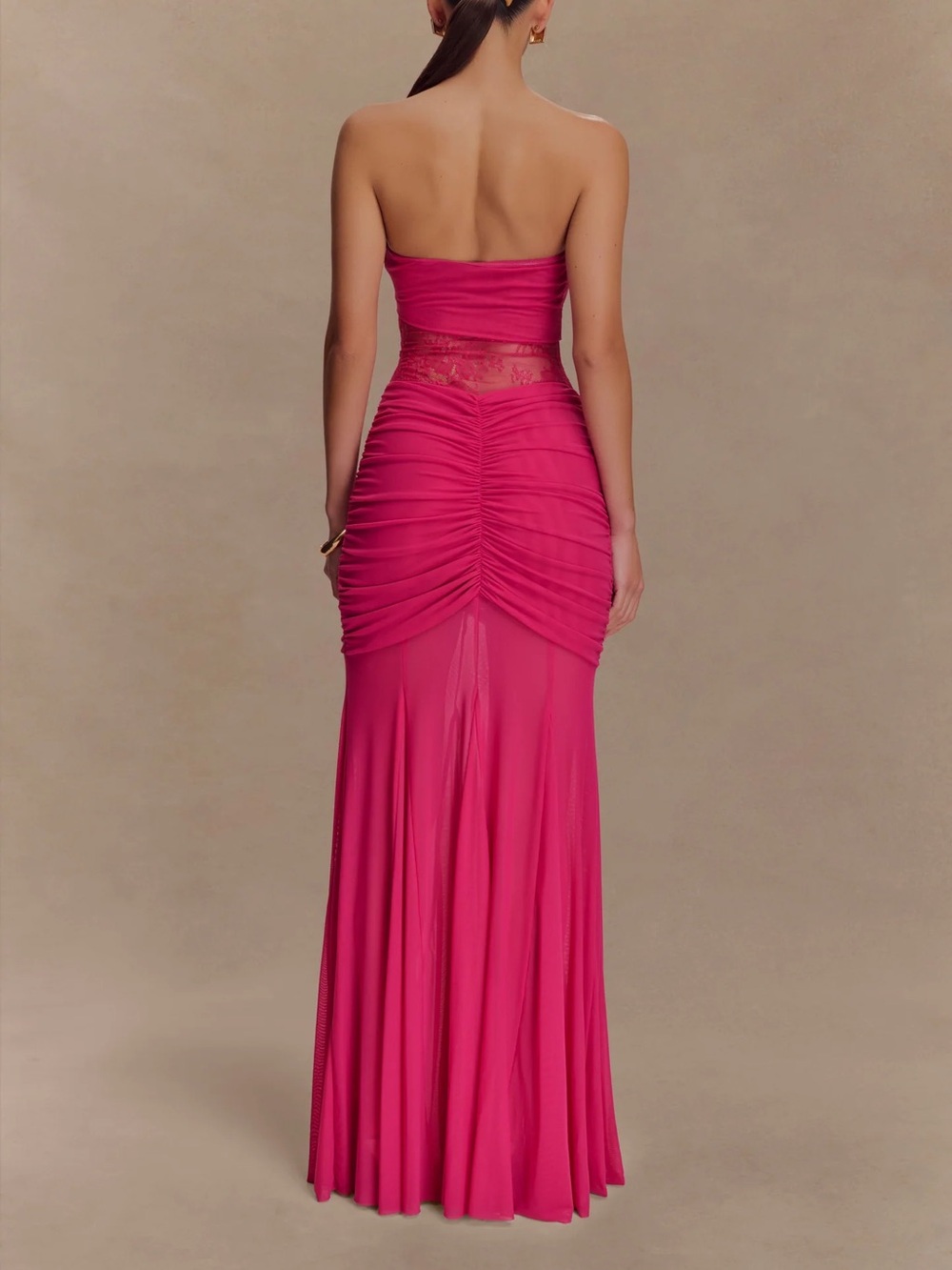Meshski Khadijah Lace And Mesh Maxi Dress - Dragonfruit - Picture 2 of 2